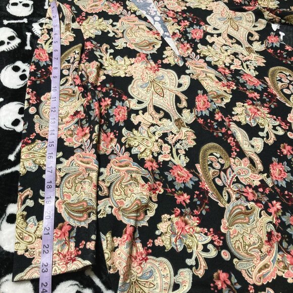 KIM & CO. Dark floral and paisley print open front cardigan ~ MEDIUM sweater - Picture 11 of 15